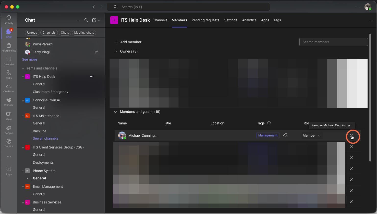 Click on the X on the far right listed with the User.
