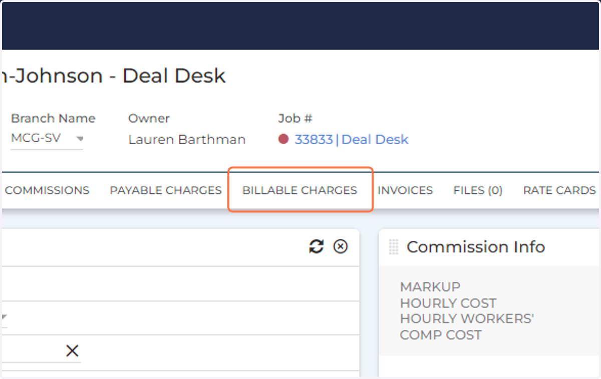 Click on BILLABLE CHARGES