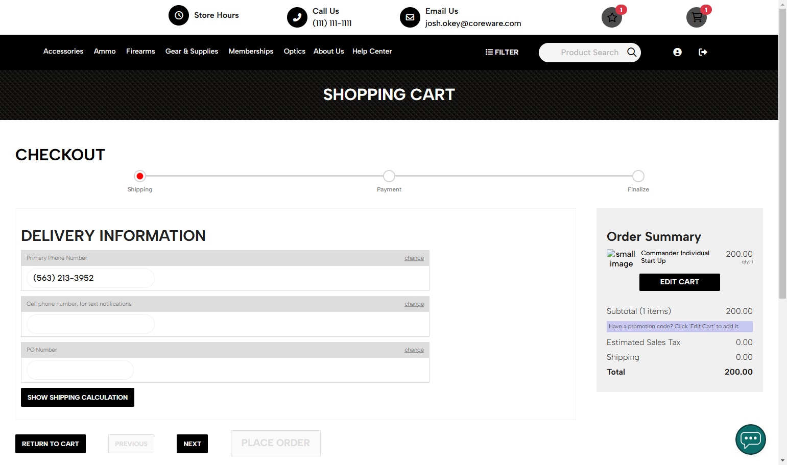Click on START CHECKOUT