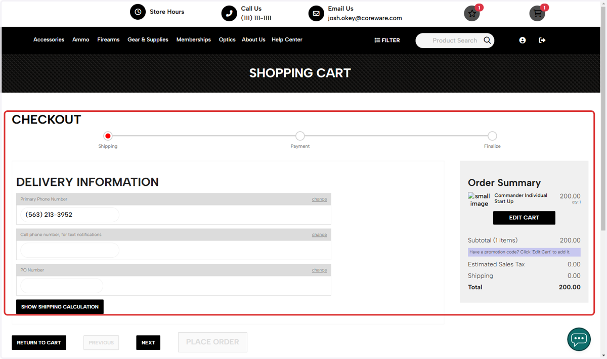 Click on START CHECKOUT
