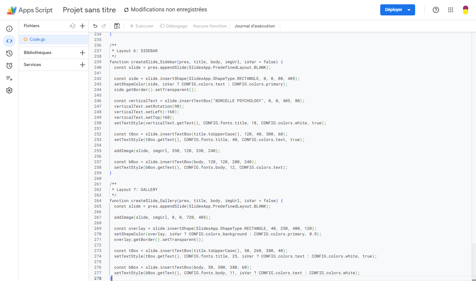 Colle le code récupéré depuis Google AI Studio