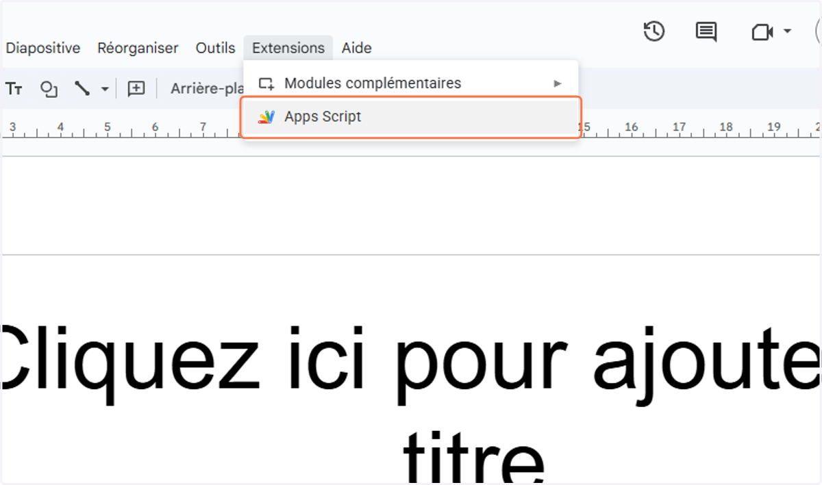 Clique sur Apps Script…