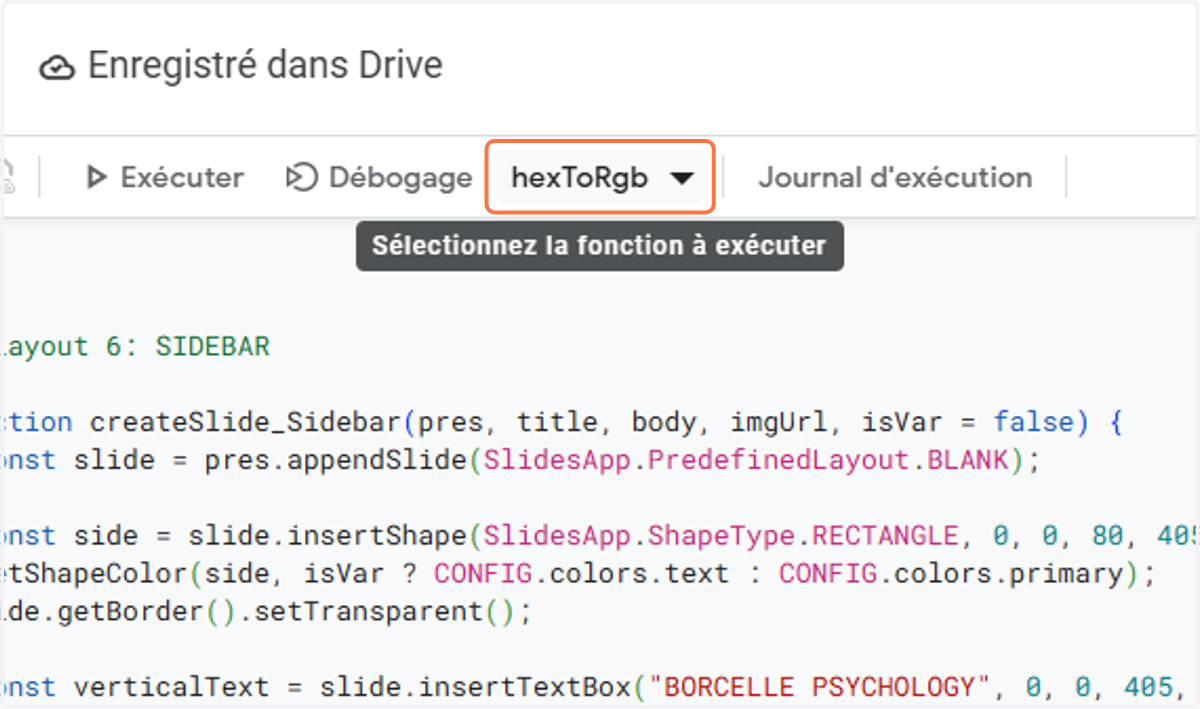 Clique sur Sélectionnez la fonction à exécuter