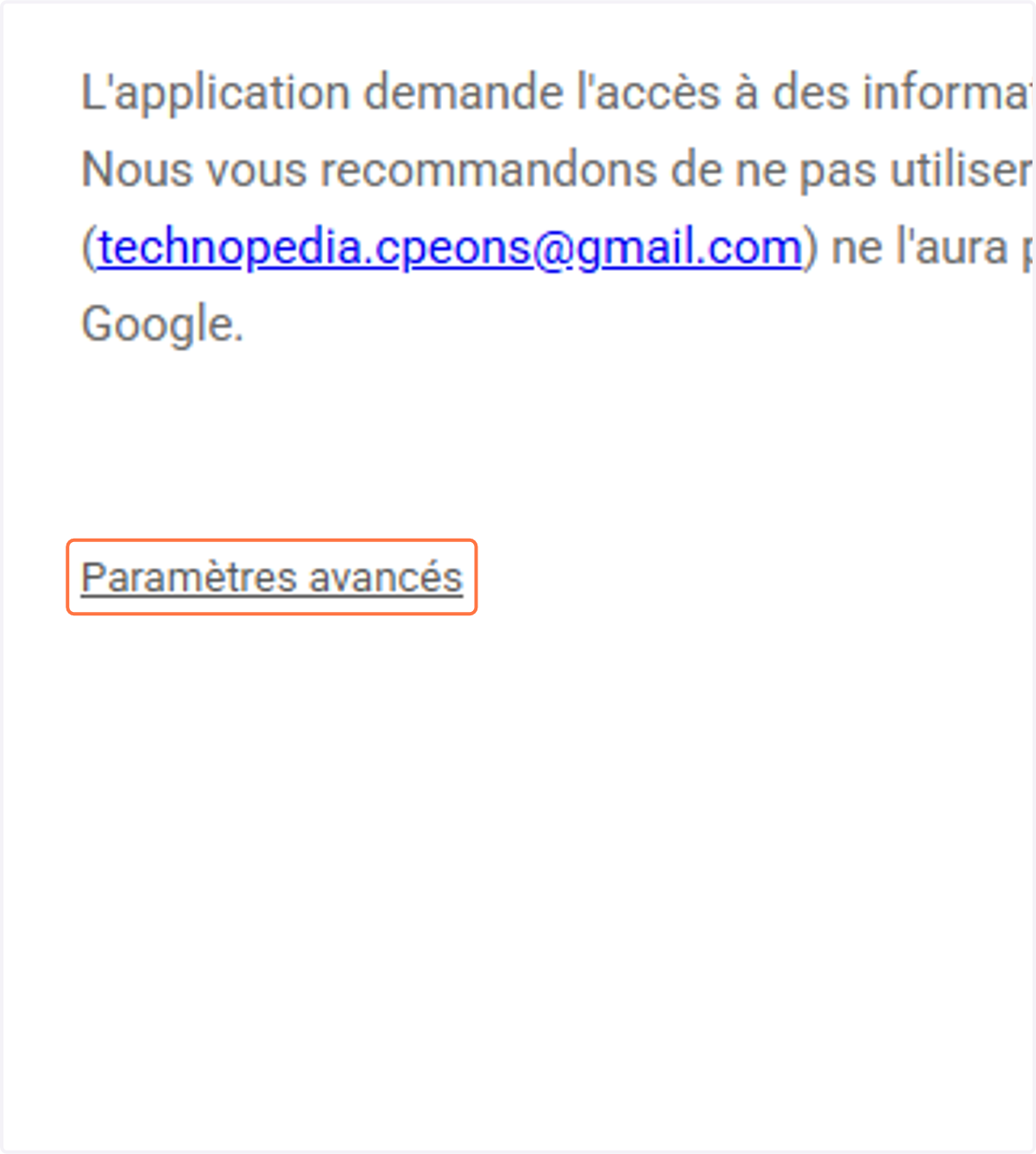 Clique sur Paramètres avancés