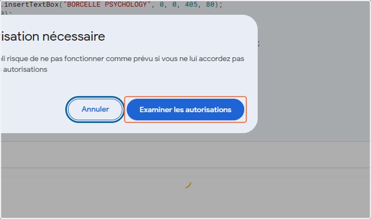 Clique sur Examiner les autorisations