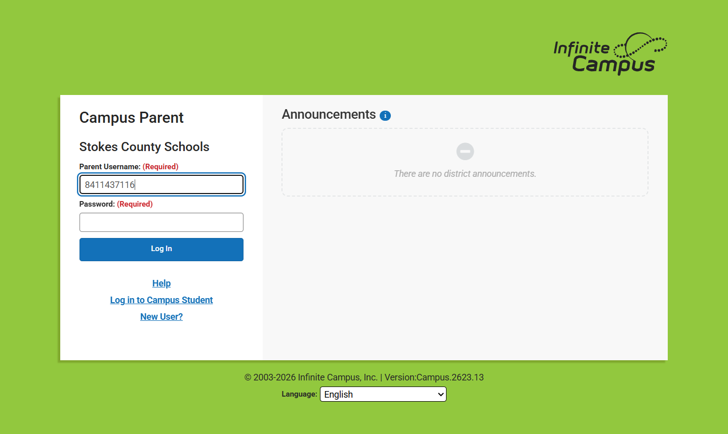 Type your parent username