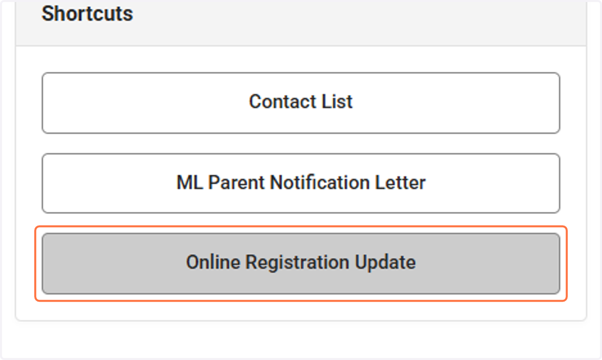 Click on Online Registration Update