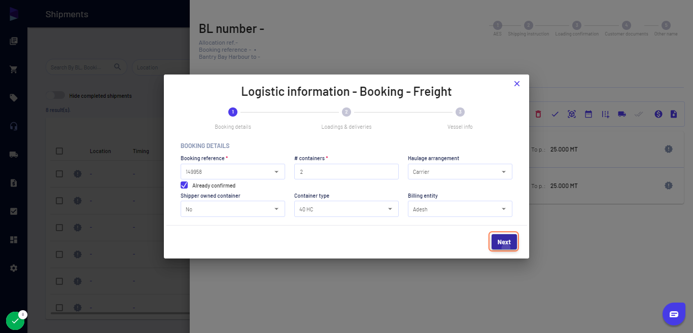 Fill in the details and click "Next"