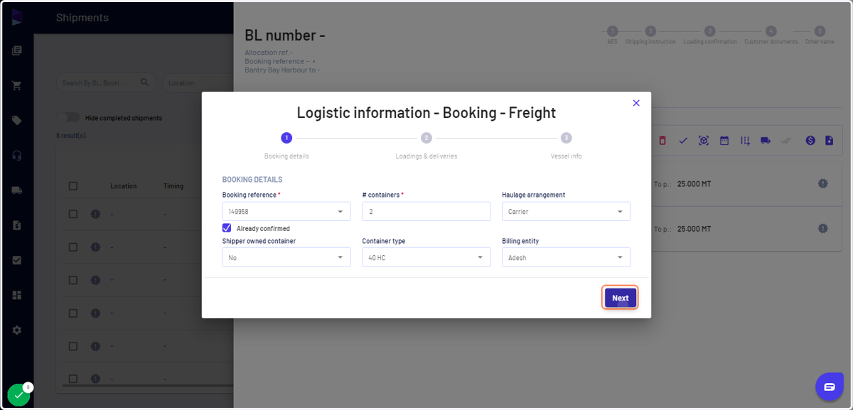 Fill in the details and click "Next"