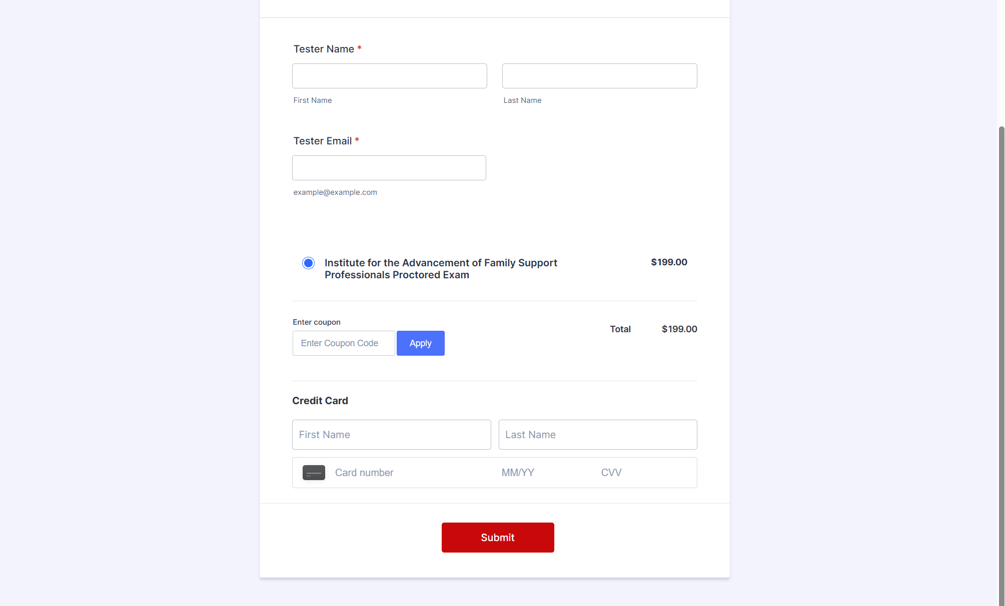 Payment screen