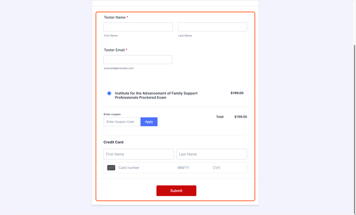 Payment screen