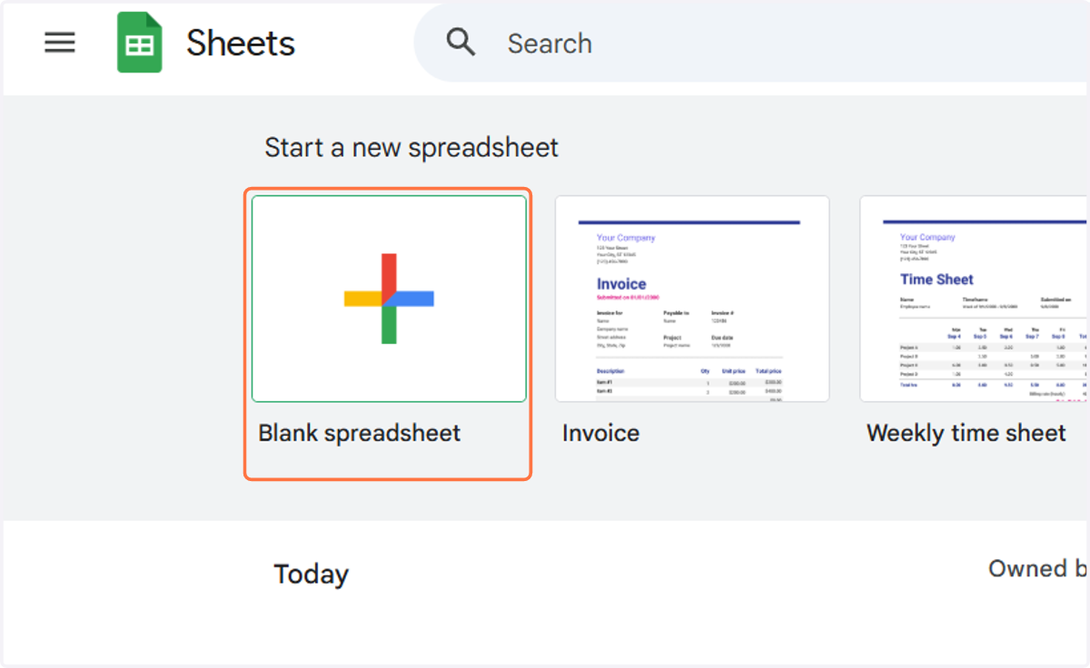 If you don’t have an existing Google Sheet, create a new one.