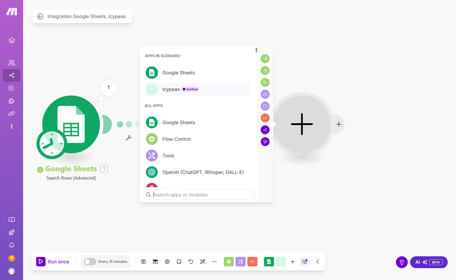 Select Google Sheets.