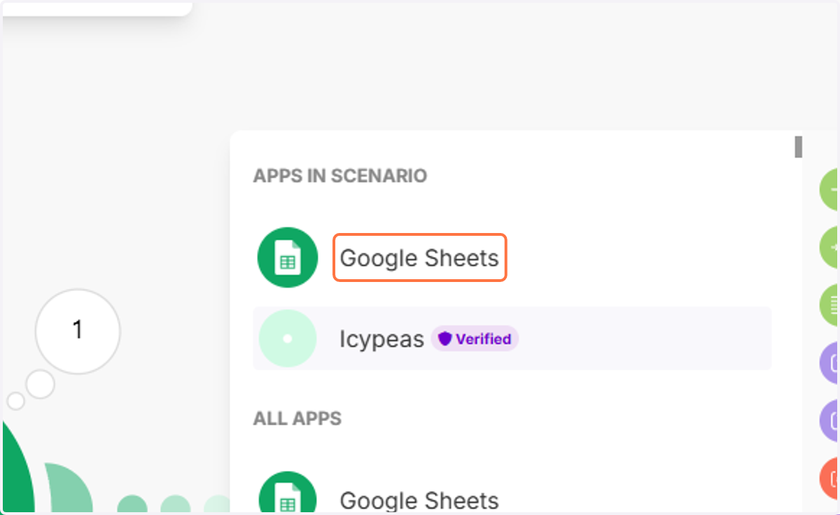 Select Google Sheets.