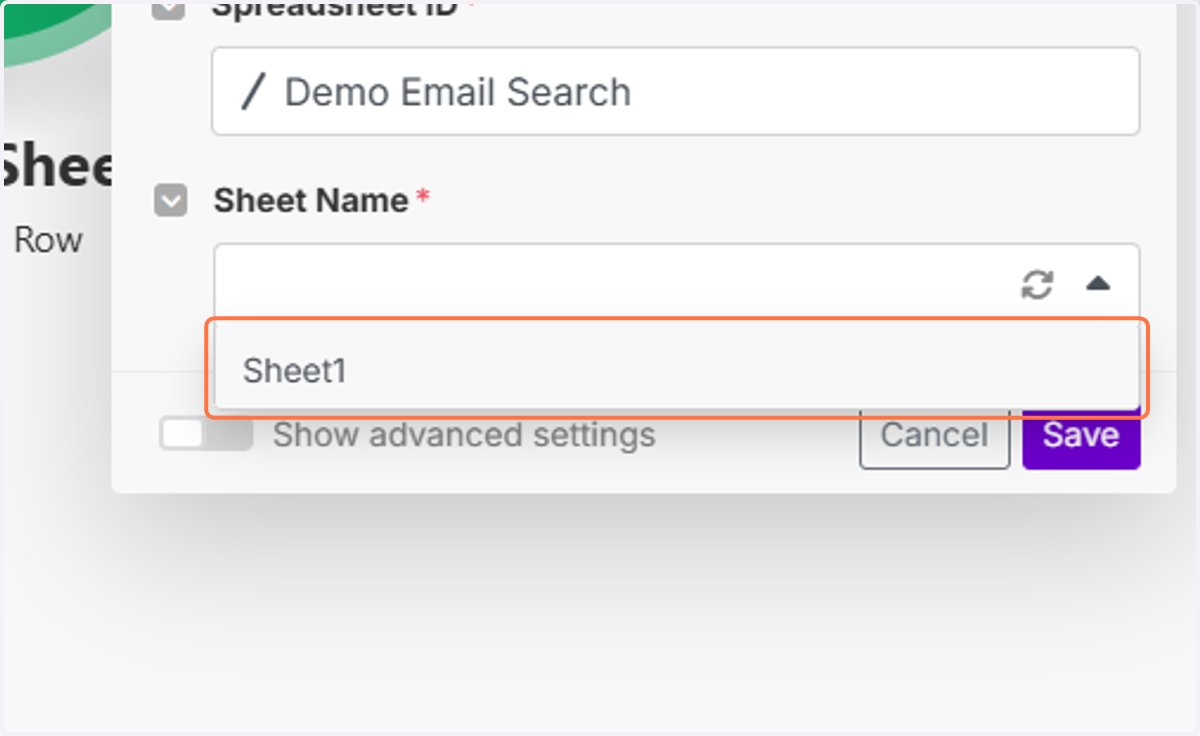 Select the Sheet you created.