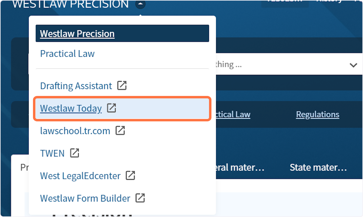 Next, select Westlaw Today. 