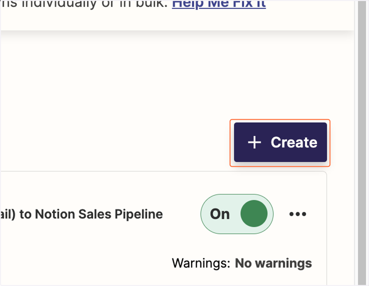 Click on Create