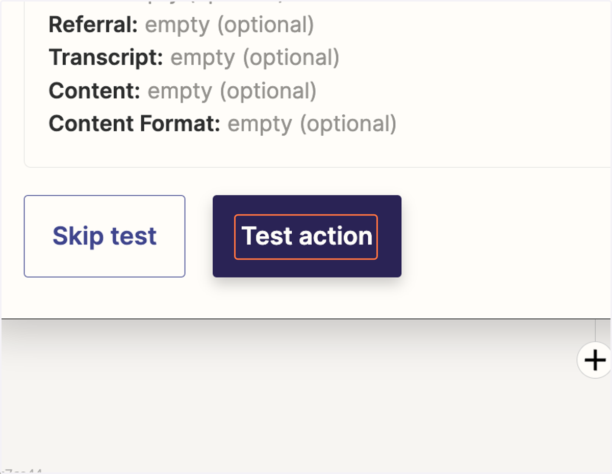 Click on Test action
