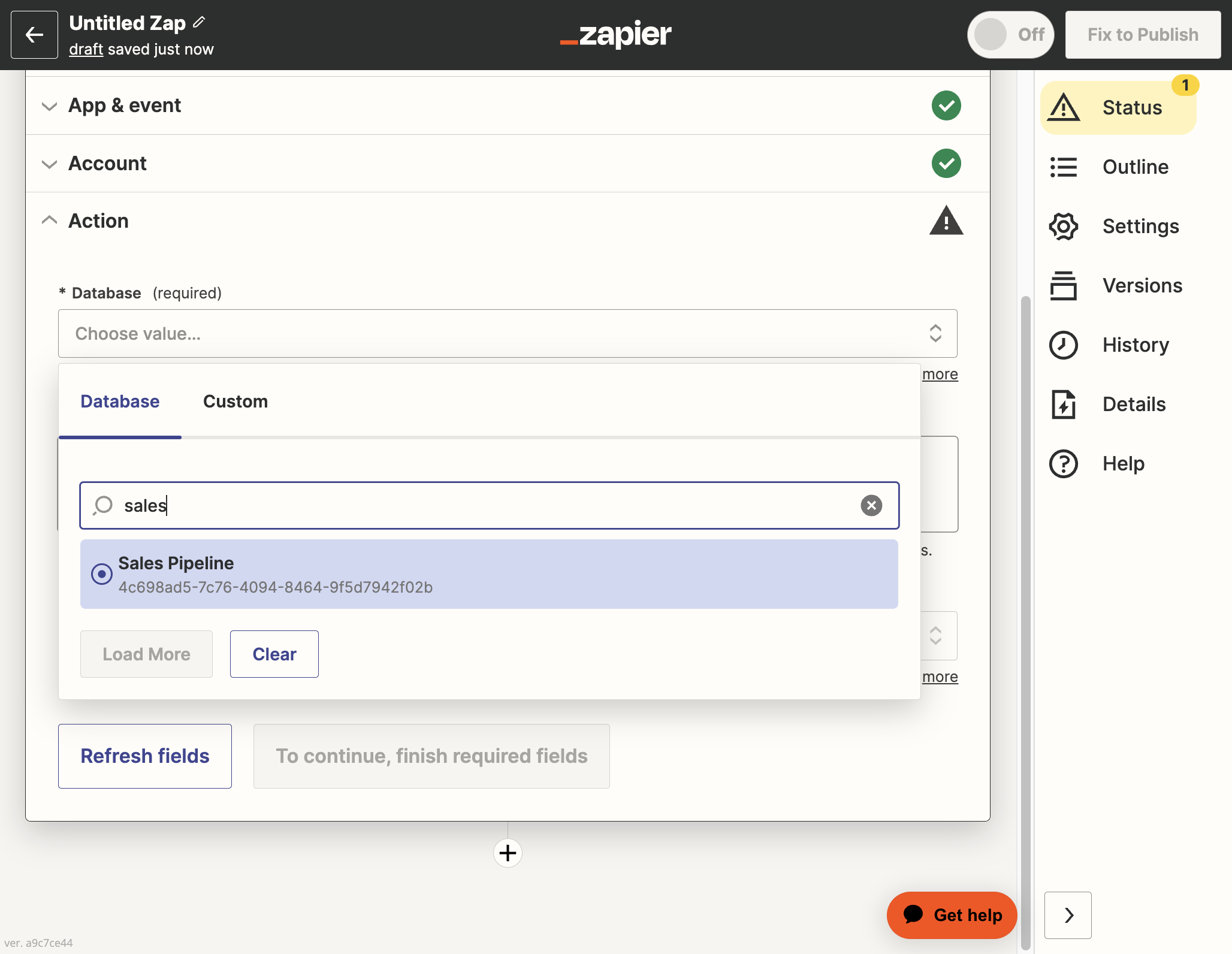 Again, Zapier will pre-fill this data based on the data that already lives in your account.