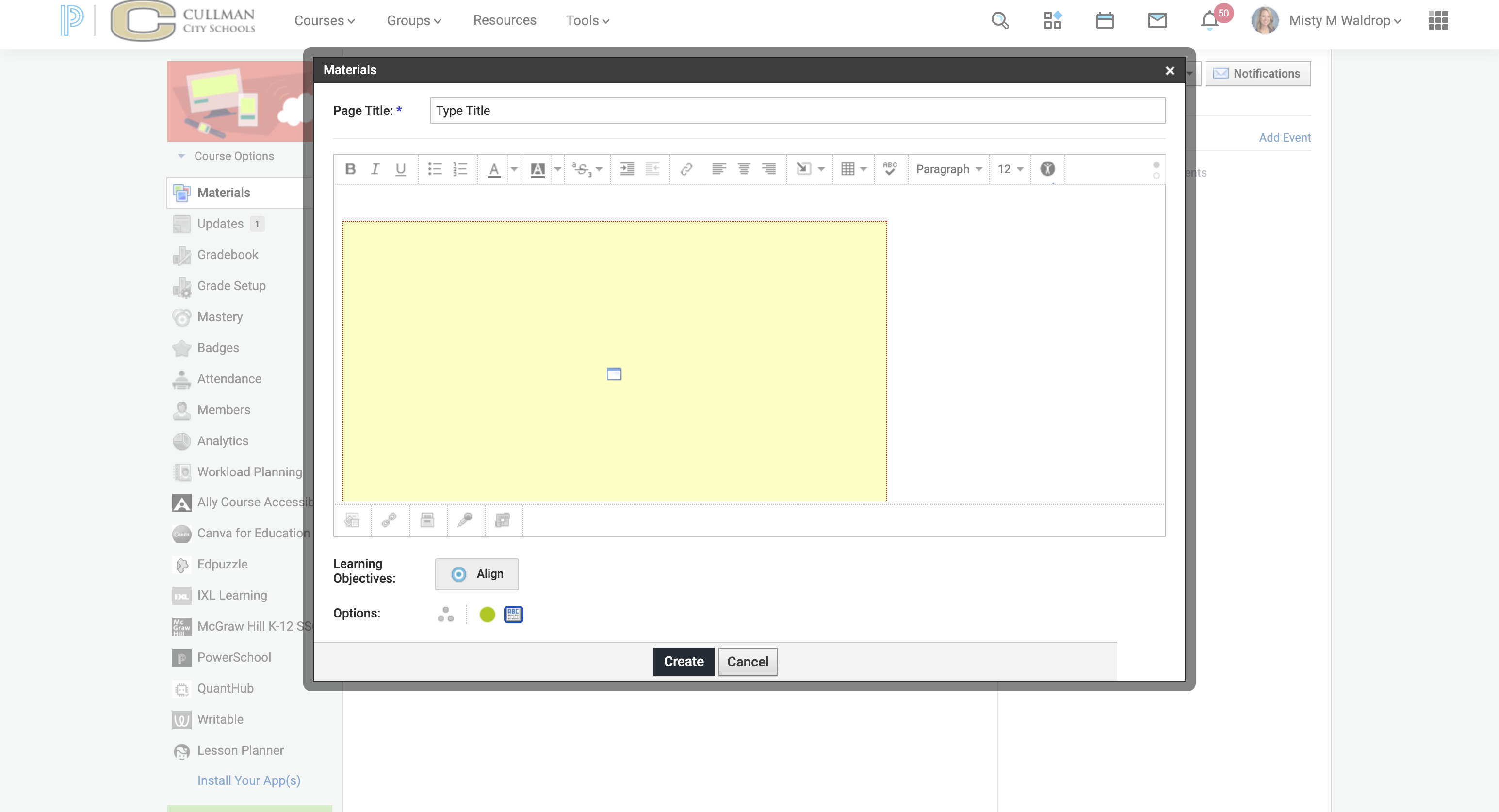 Click on Create