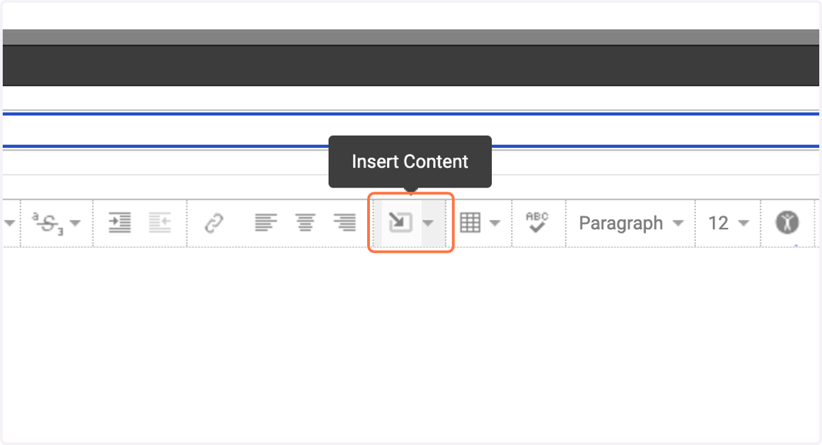 Click on Insert Content