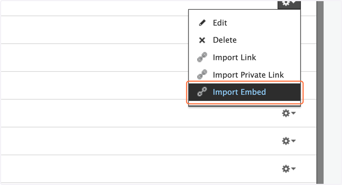 Click on Import Embed