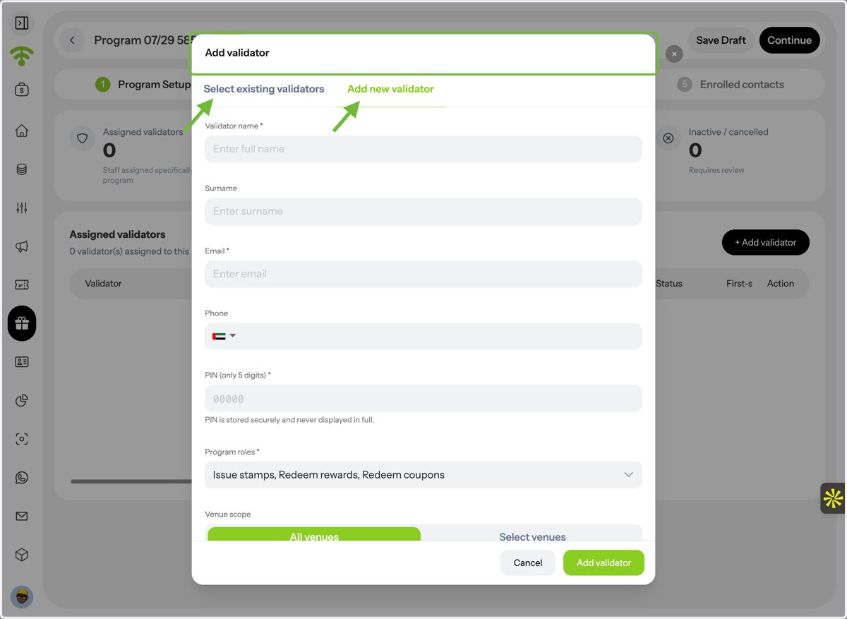 Select or Create a Validator