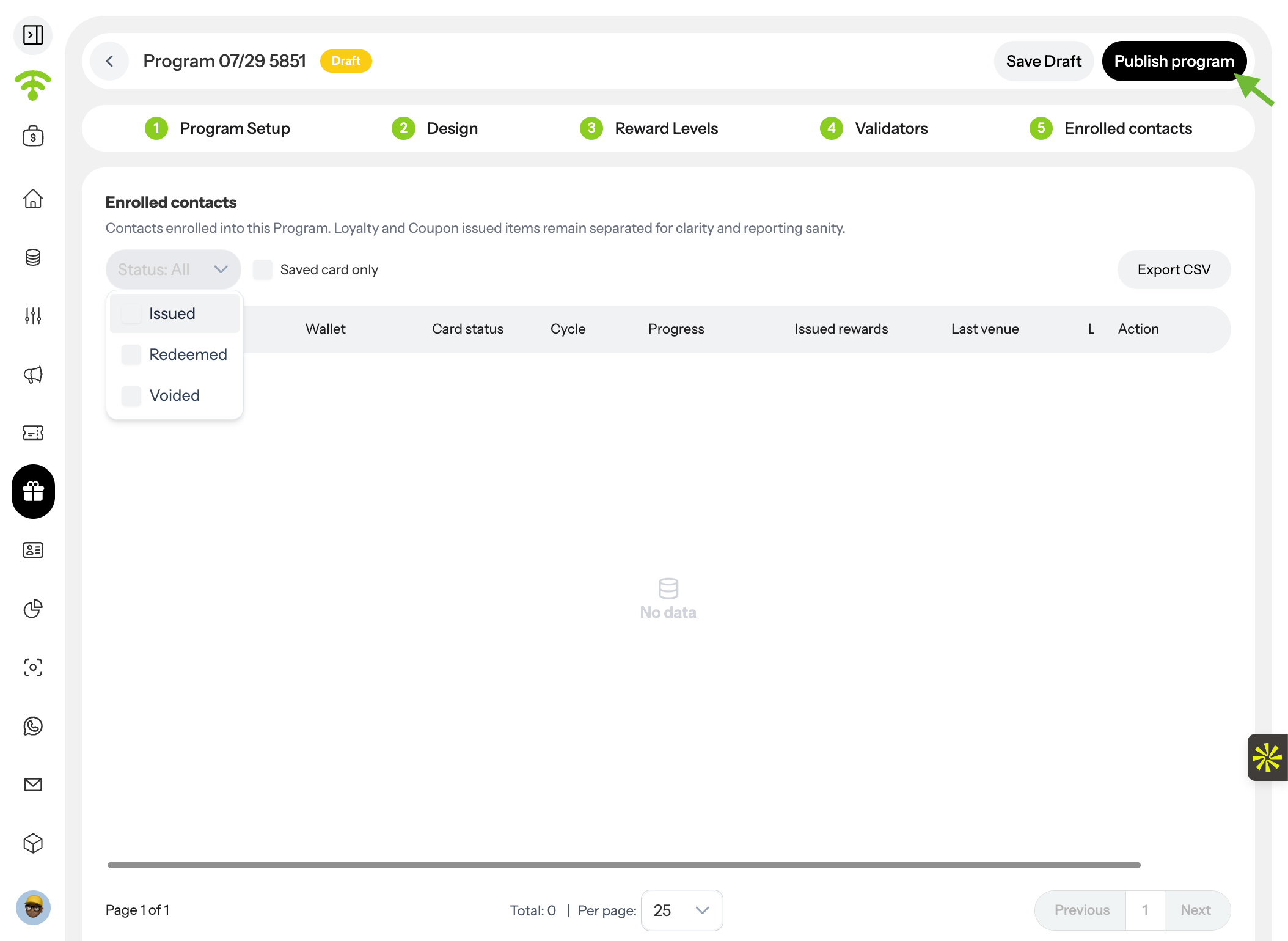 Review Enrolled Contacts & Publish