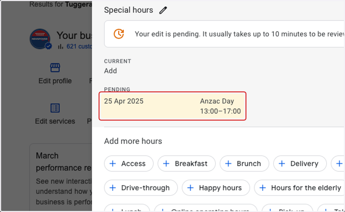 You should then see these updated hours highlighted and pending.