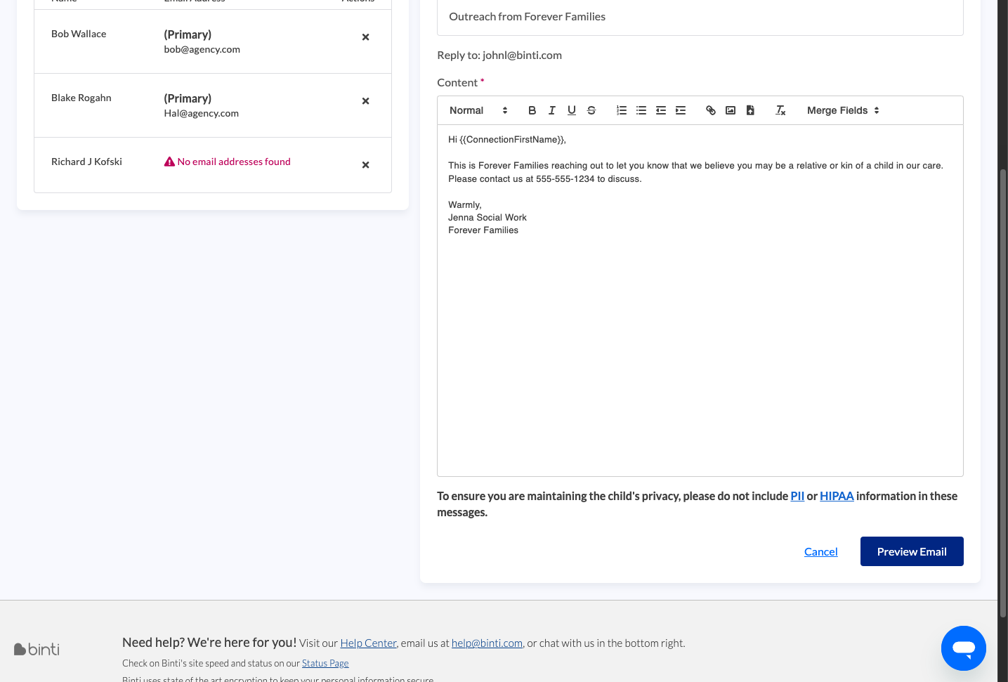 Click on Preview Email