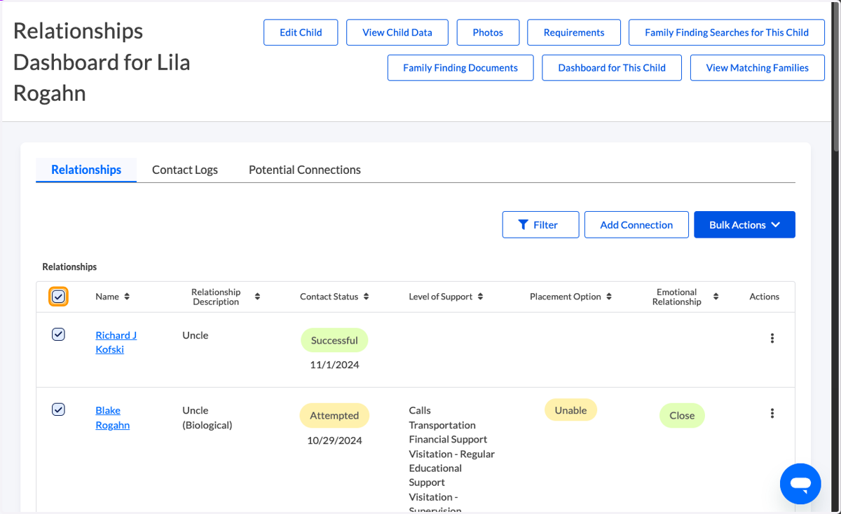 Select the people you would like to generate an email for.