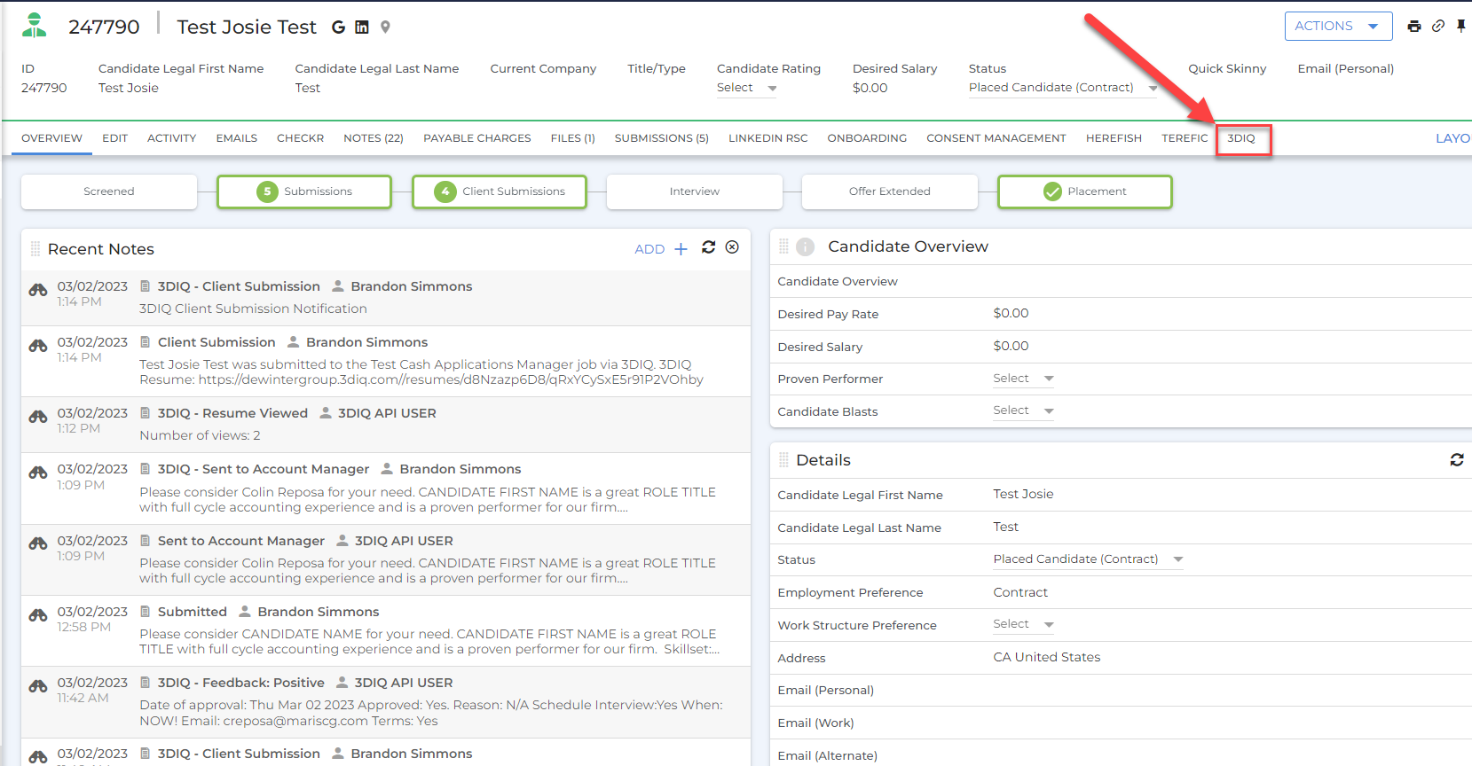 Recruiter: Navigate to the Candidate Record that you want to MPC