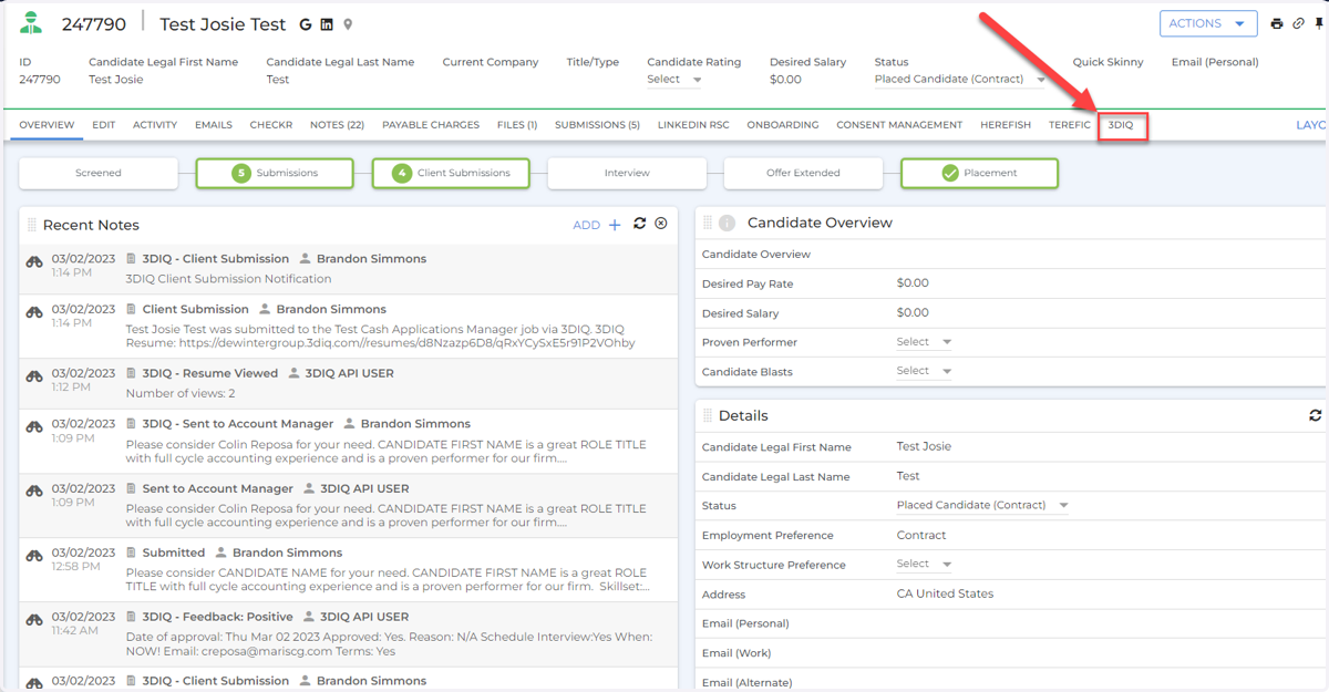 Recruiter: Navigate to the Candidate Record that you want to MPC