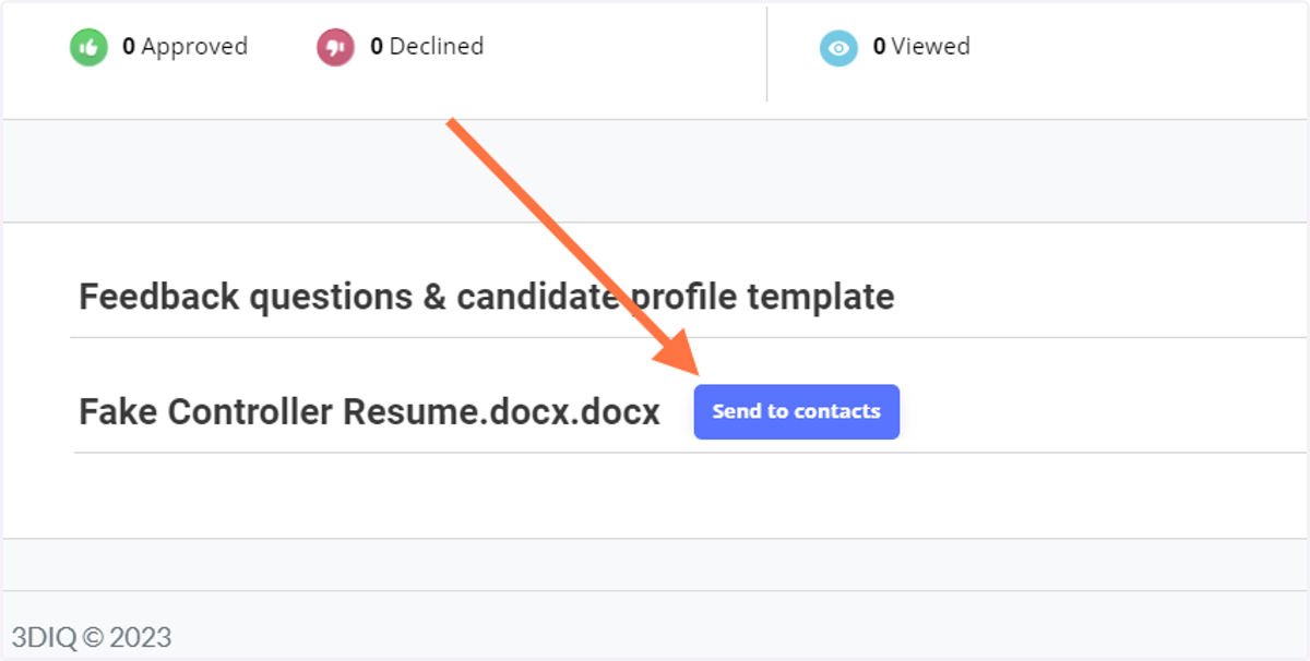 Sales: Click on Send to Contacts