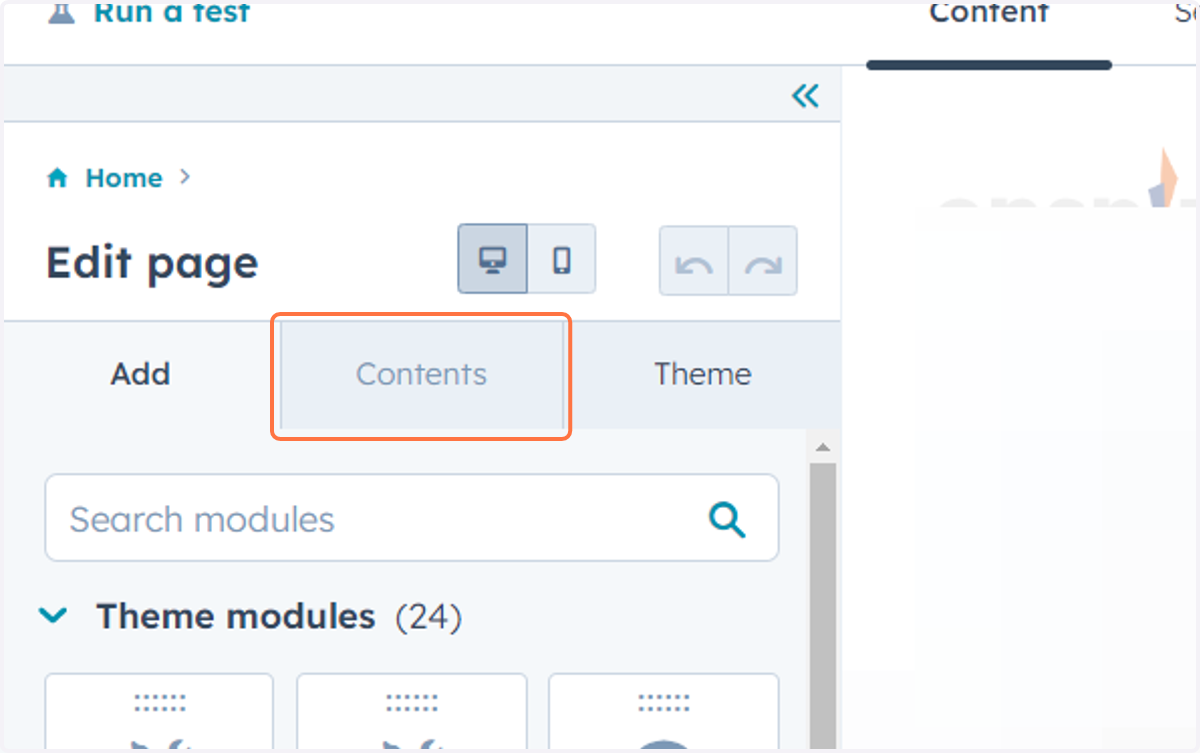 Click on Contents