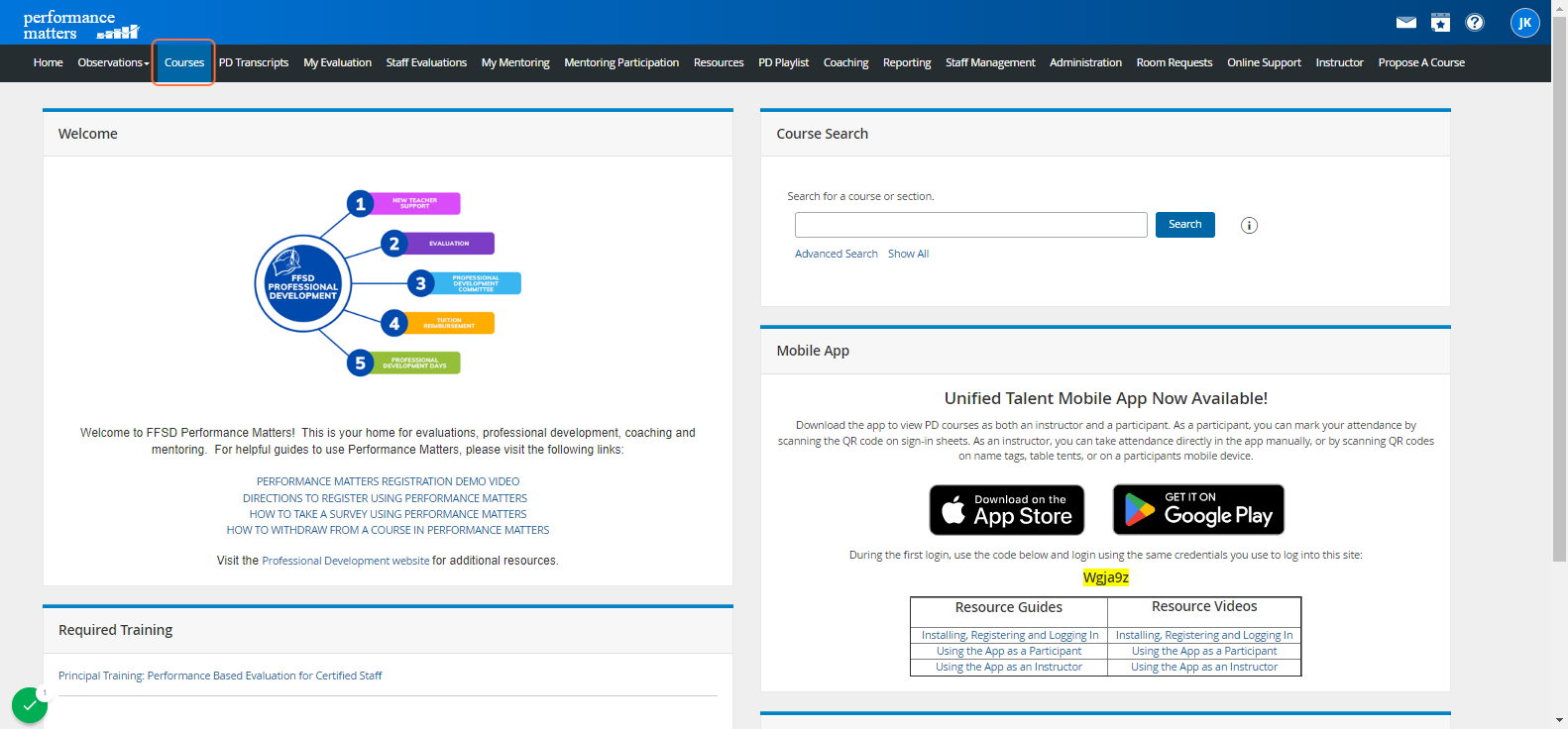 Click on Courses