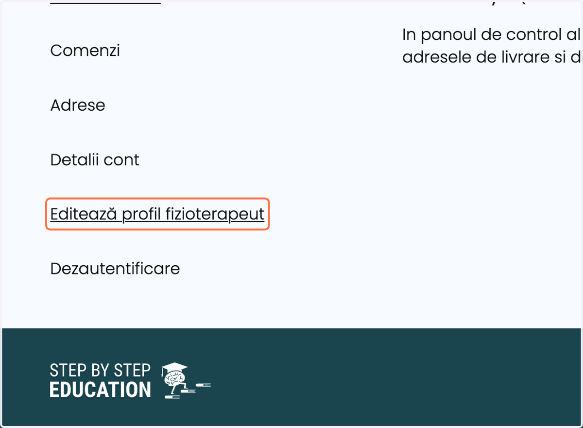 Click on Editează profil fizioterapeut