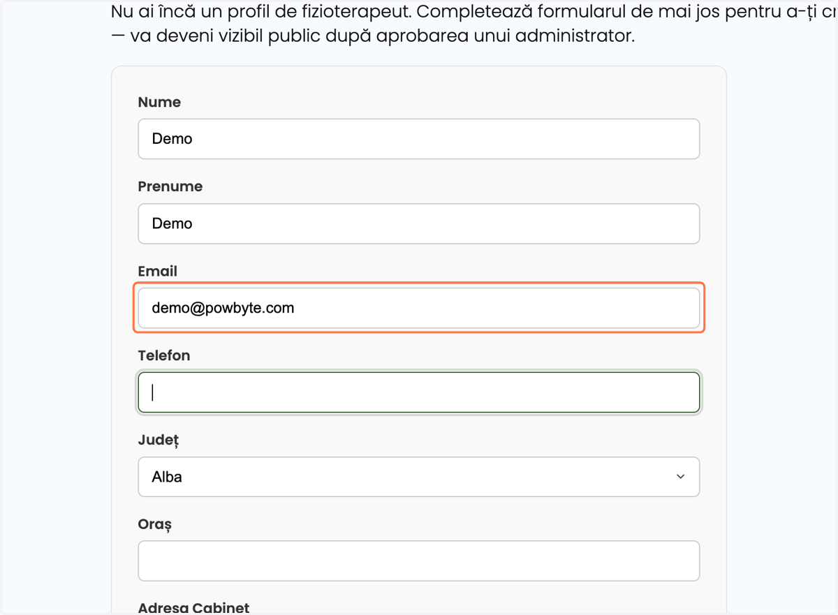 Type "demo@powbyte.com"