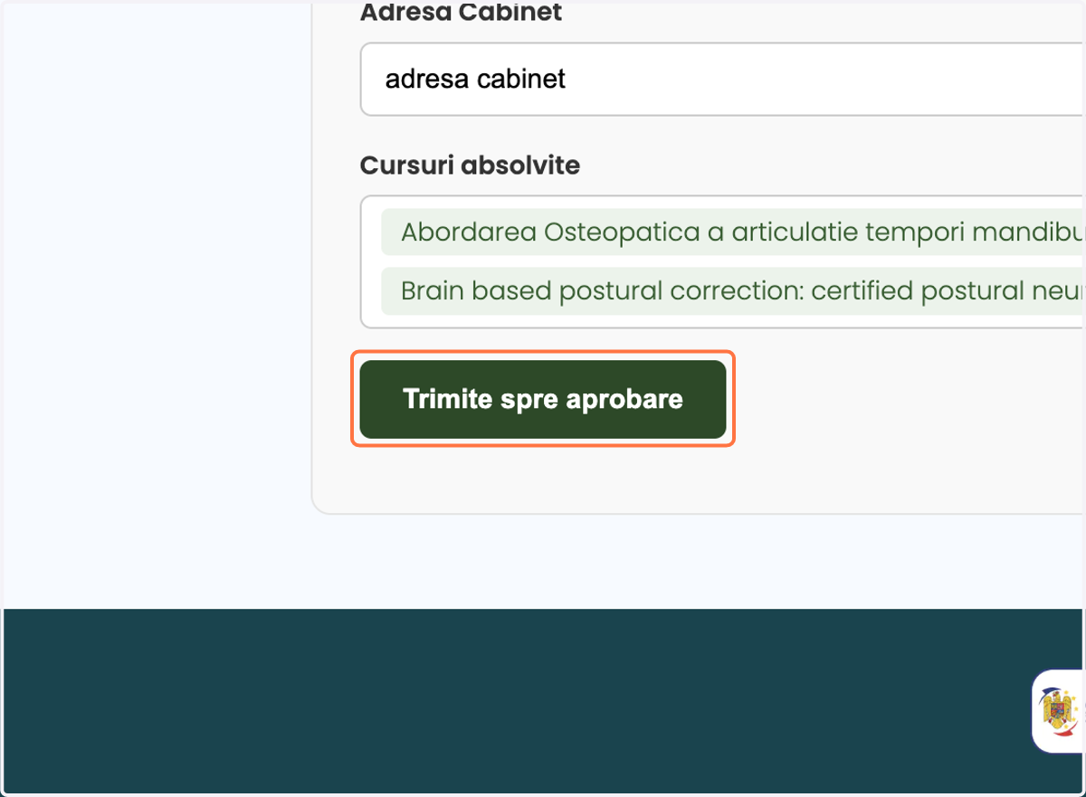 Click on Trimite spre aprobare