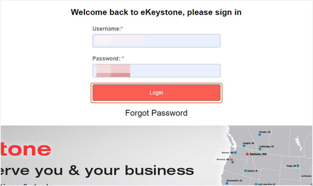 Enter your Unique Keystone Username and Password, then Click on Login