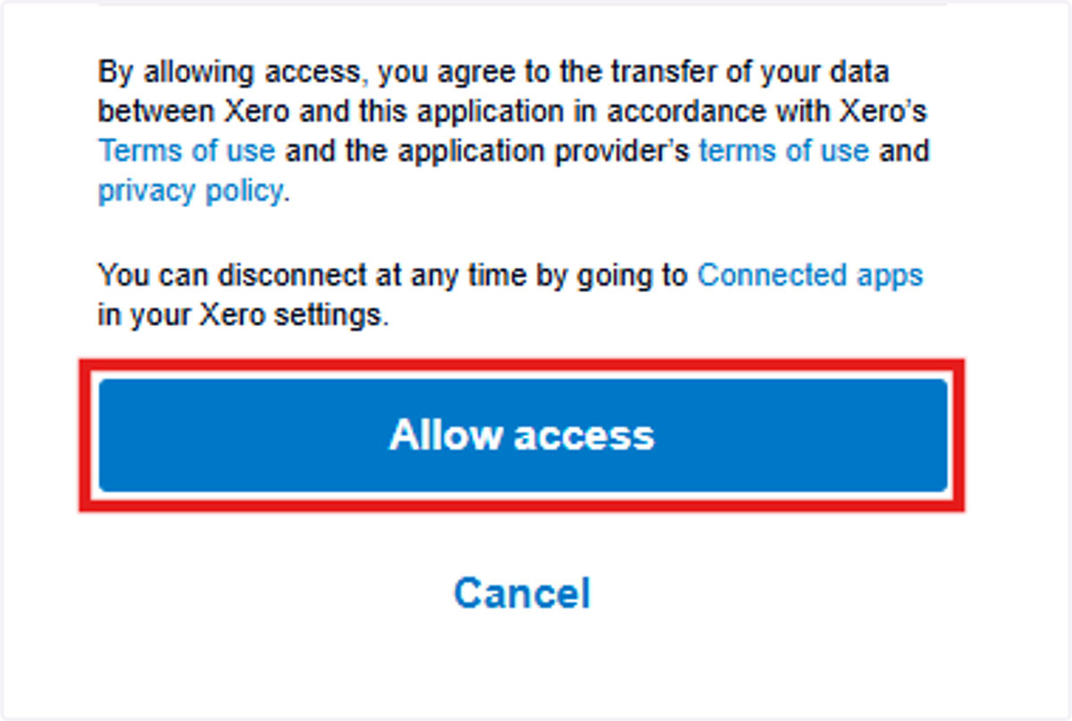 Click on Allow access