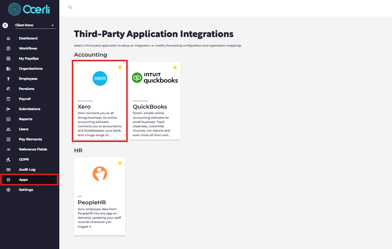 Click on Xero App