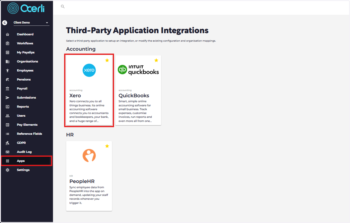 Click on Xero App