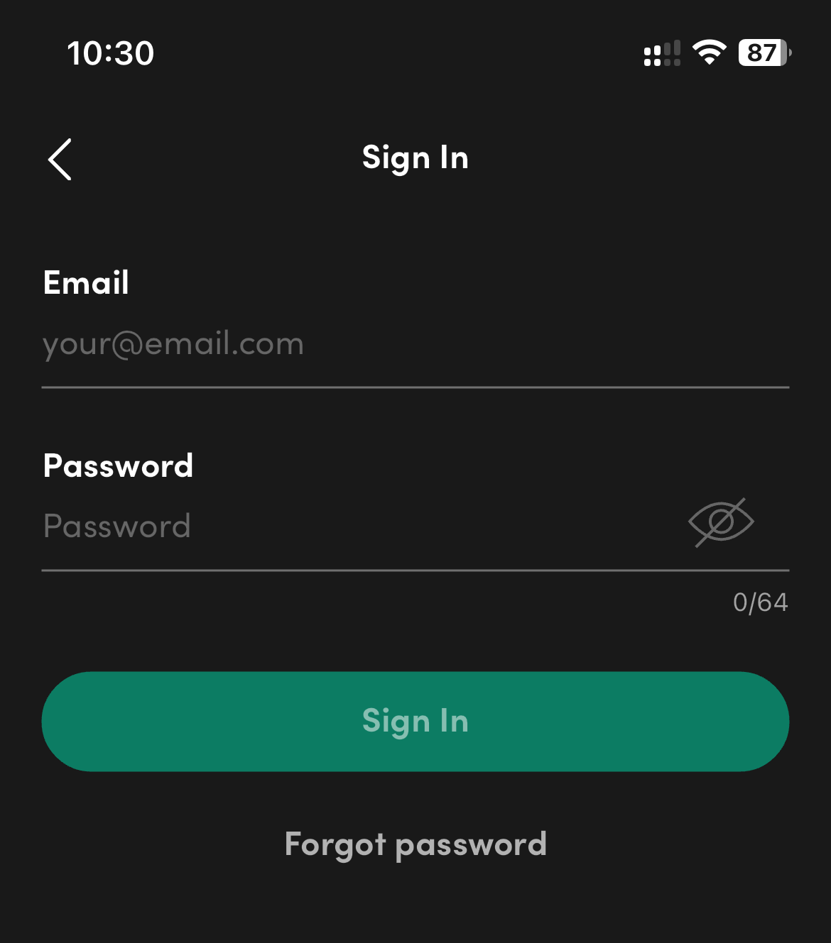 Login to the app