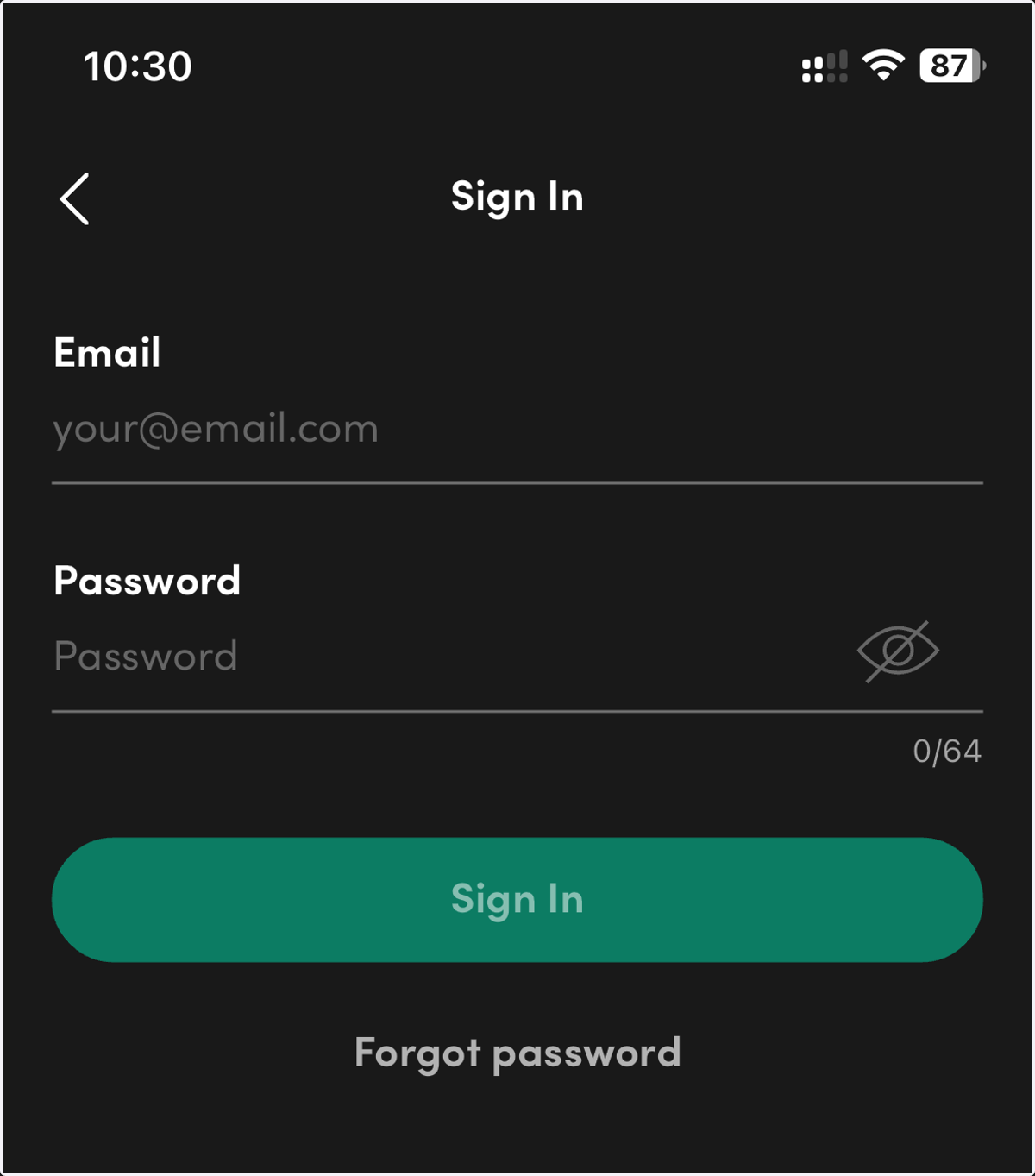 Login to the app