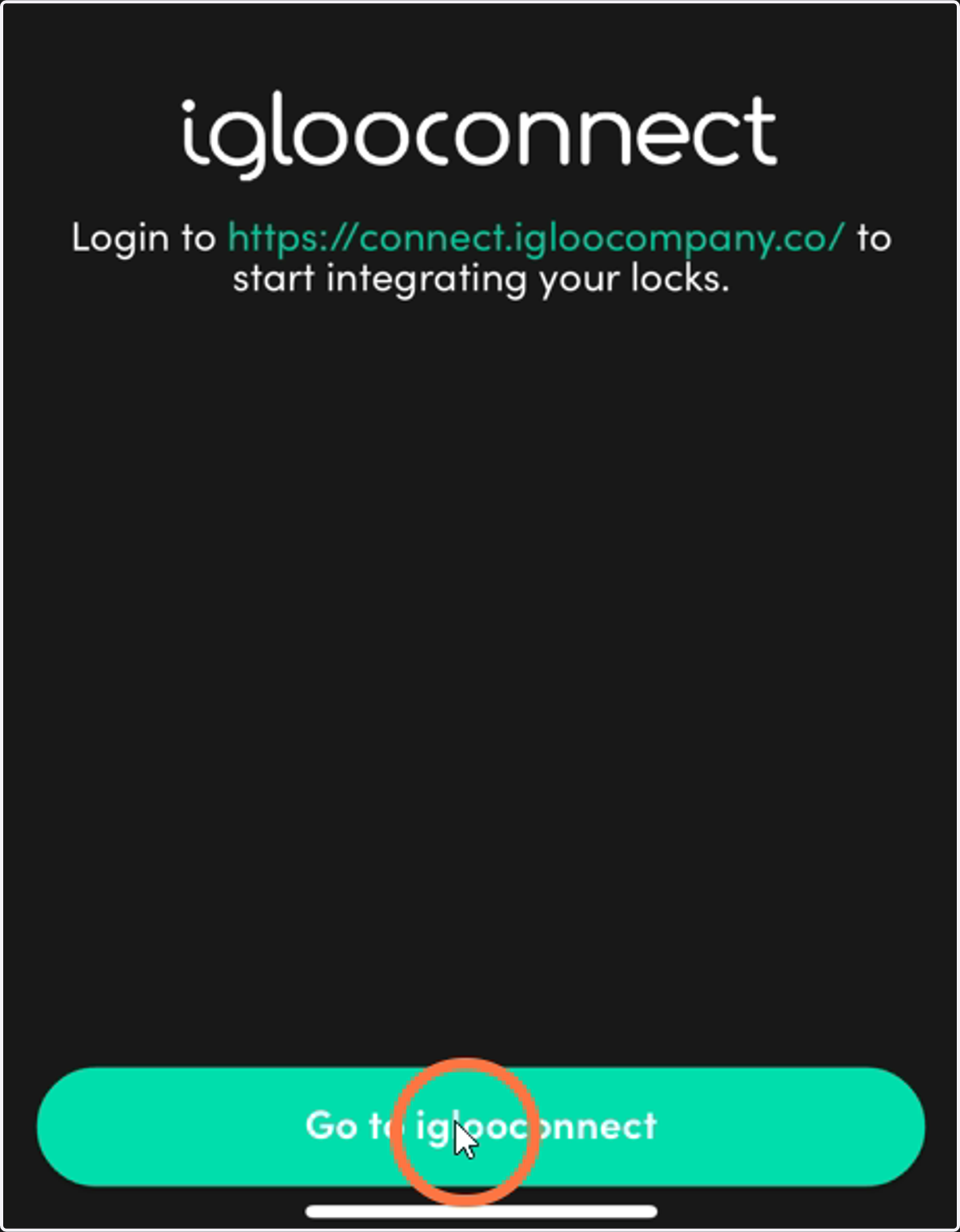 Tap "Go to Iglooconnect"