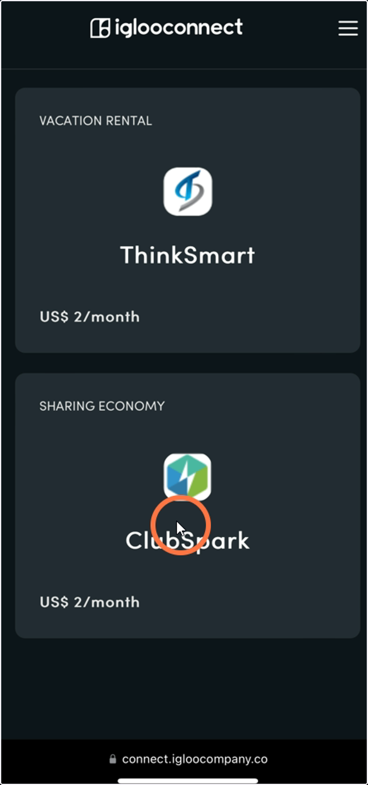 Scroll and find the ClubSpark button