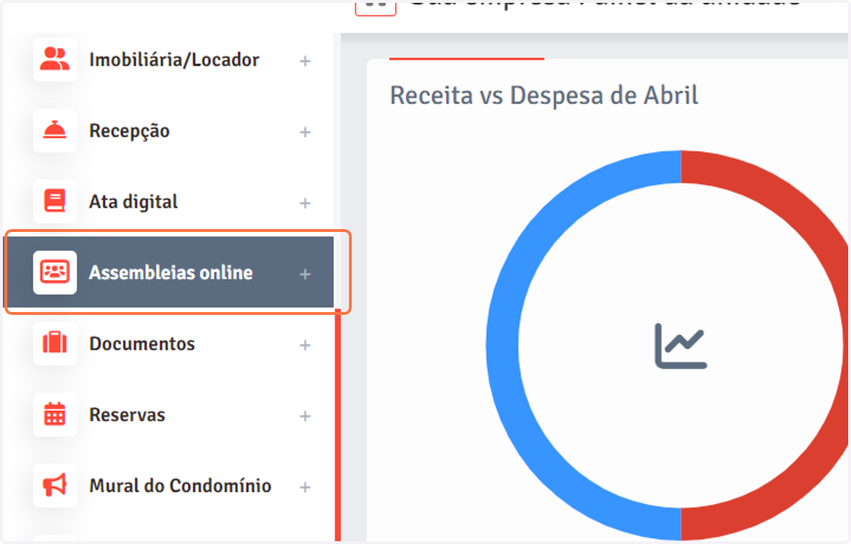 Clique no menu "Assembleias online".