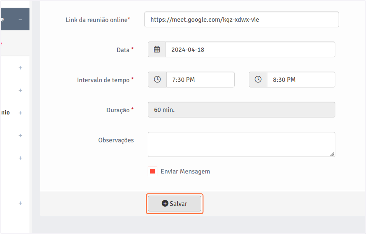 Clique no botão "Salvar".