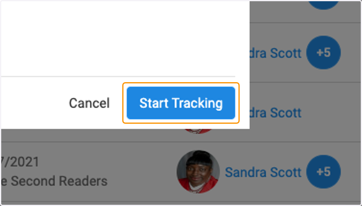 Click on 'Start Tracking' to save your selections and assignments